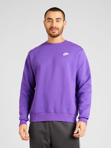 Nike Sportswear Tavaline suurus Dressipluus 'Club Fleece', värv lilla: eest vaates