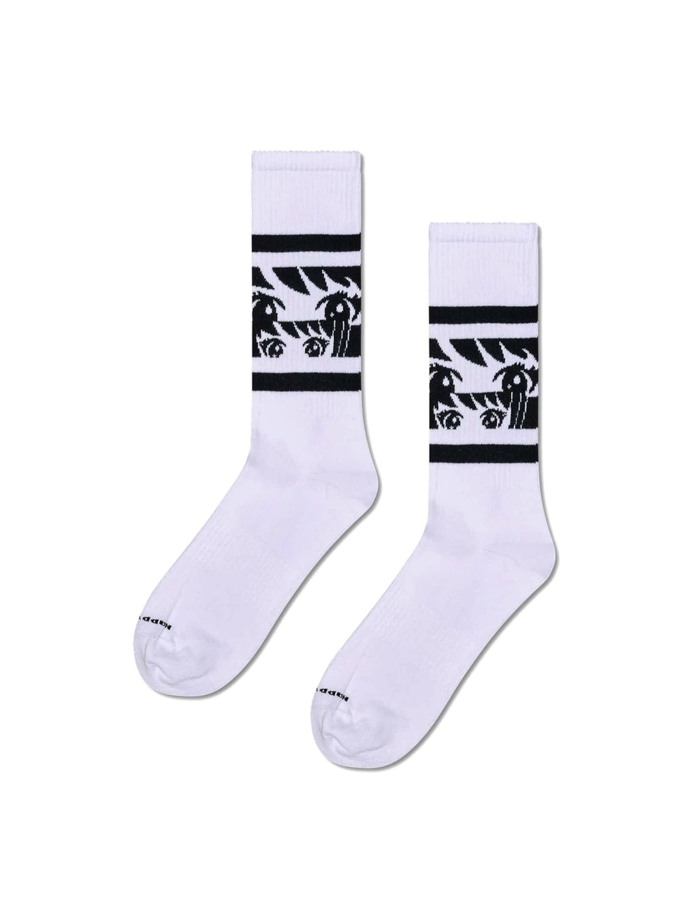 Happy Socks Sokker 'Anime Stripe Sneaker Sock White' i hvid: forside