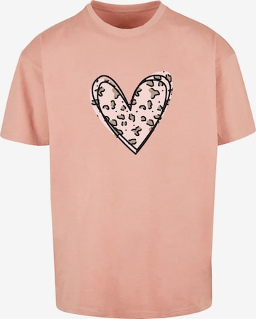 Merchcode Shirt 'Valentines Day - Leopard Heart' in Oranje: voorkant