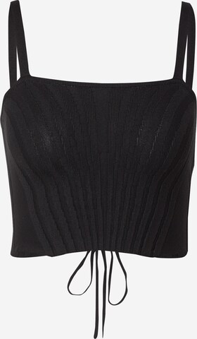 BDG Urban Outfitters Плетен топ в черно: отпред
