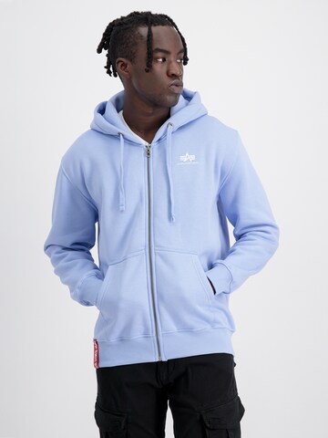 ALPHA INDUSTRIES Zip-Up Hoodie in Blue: front