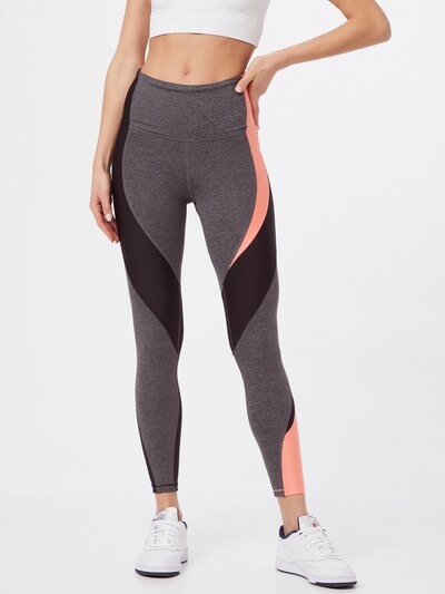 REEBOK Sportovní kalhoty - šedý melír / světle růžová / černá, Model/ka