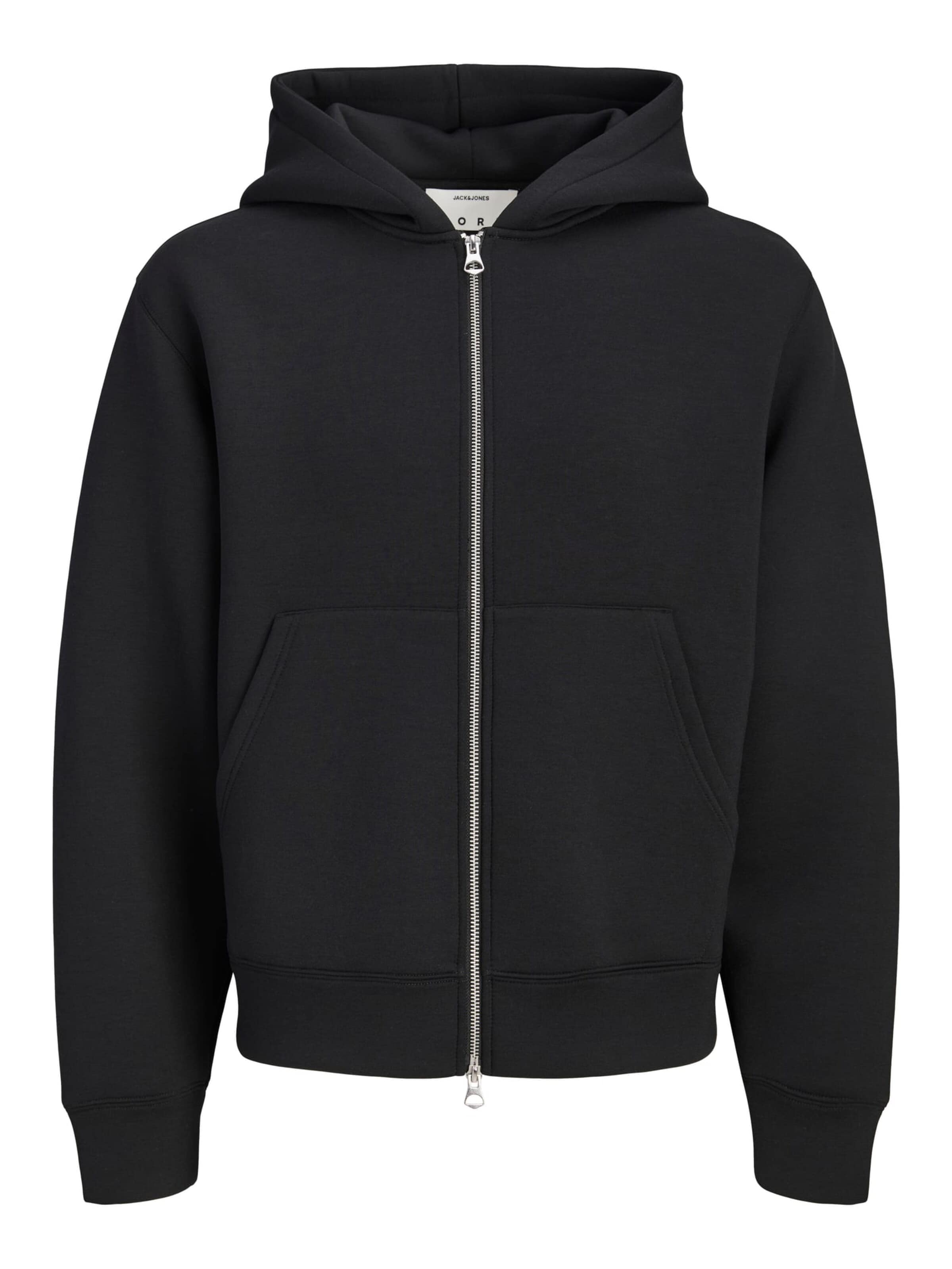 JACK & JONES Sweat jacket 'legacy' in Black: front