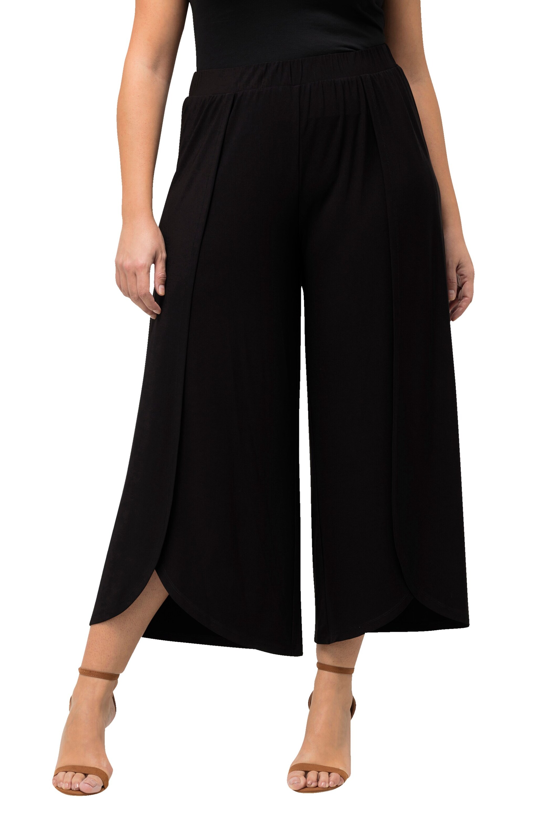 Ulla Popken Wide Leg Hose in Schwarz: Vorderseite