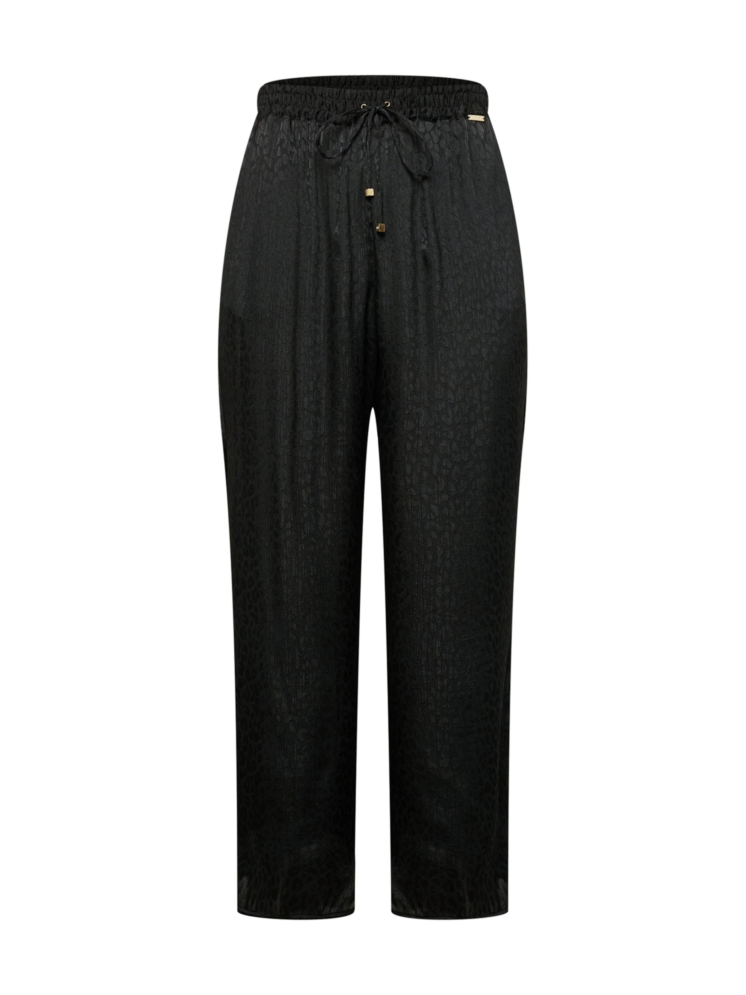 Michael Kors Plus Regularen Hlače 'CHEETAH' | črna barva: sprednja stran