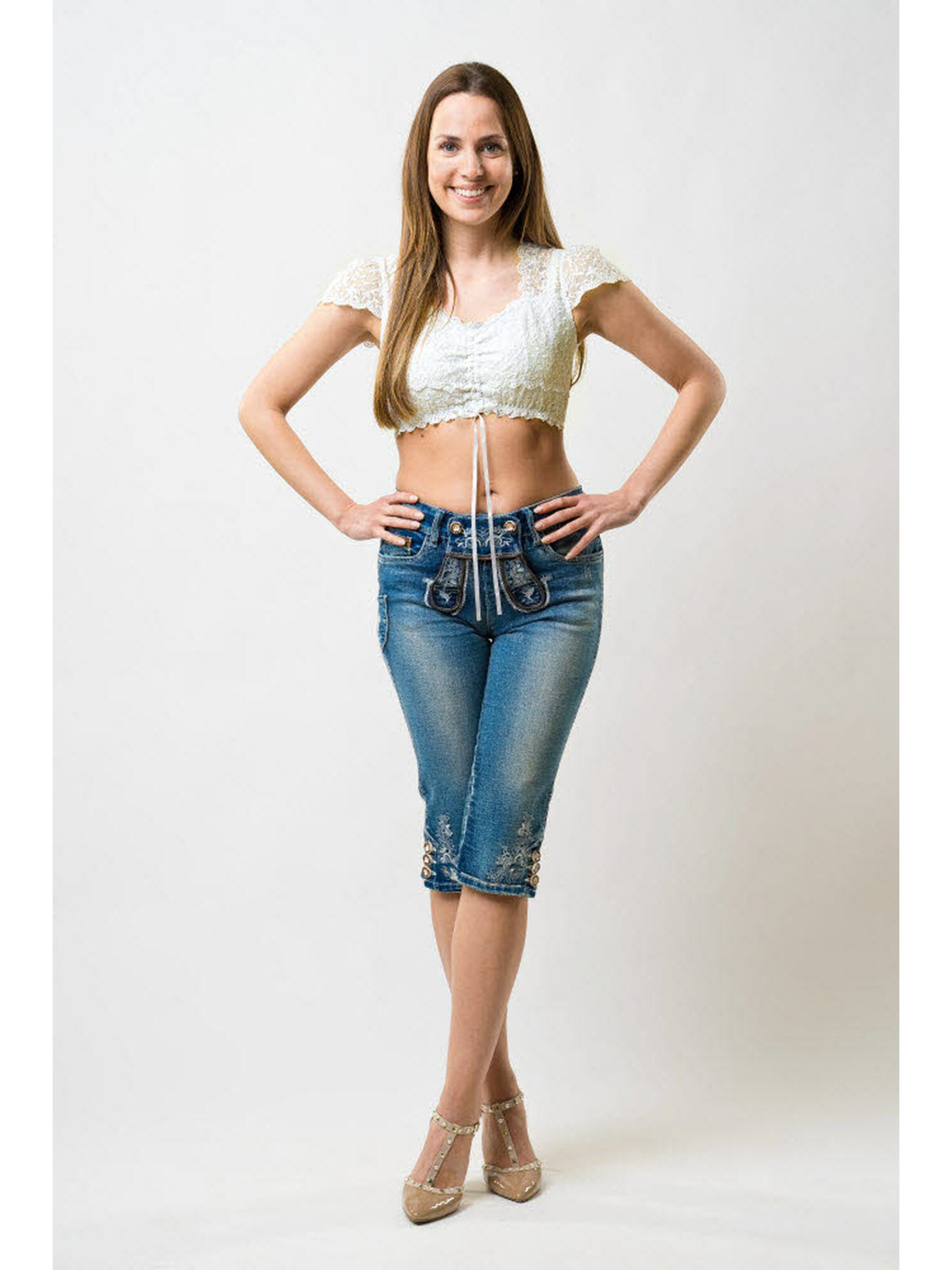 Trachtenhof Nübler Trachtenbluse 'Dirndlbluse kurzarm Lisaa'‌‌ in Weiß