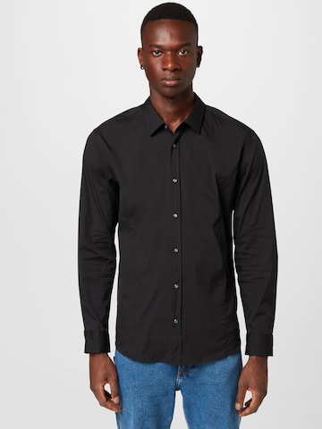 Slim fit Camicia 'Victor' di JOOP! in nero: frontale