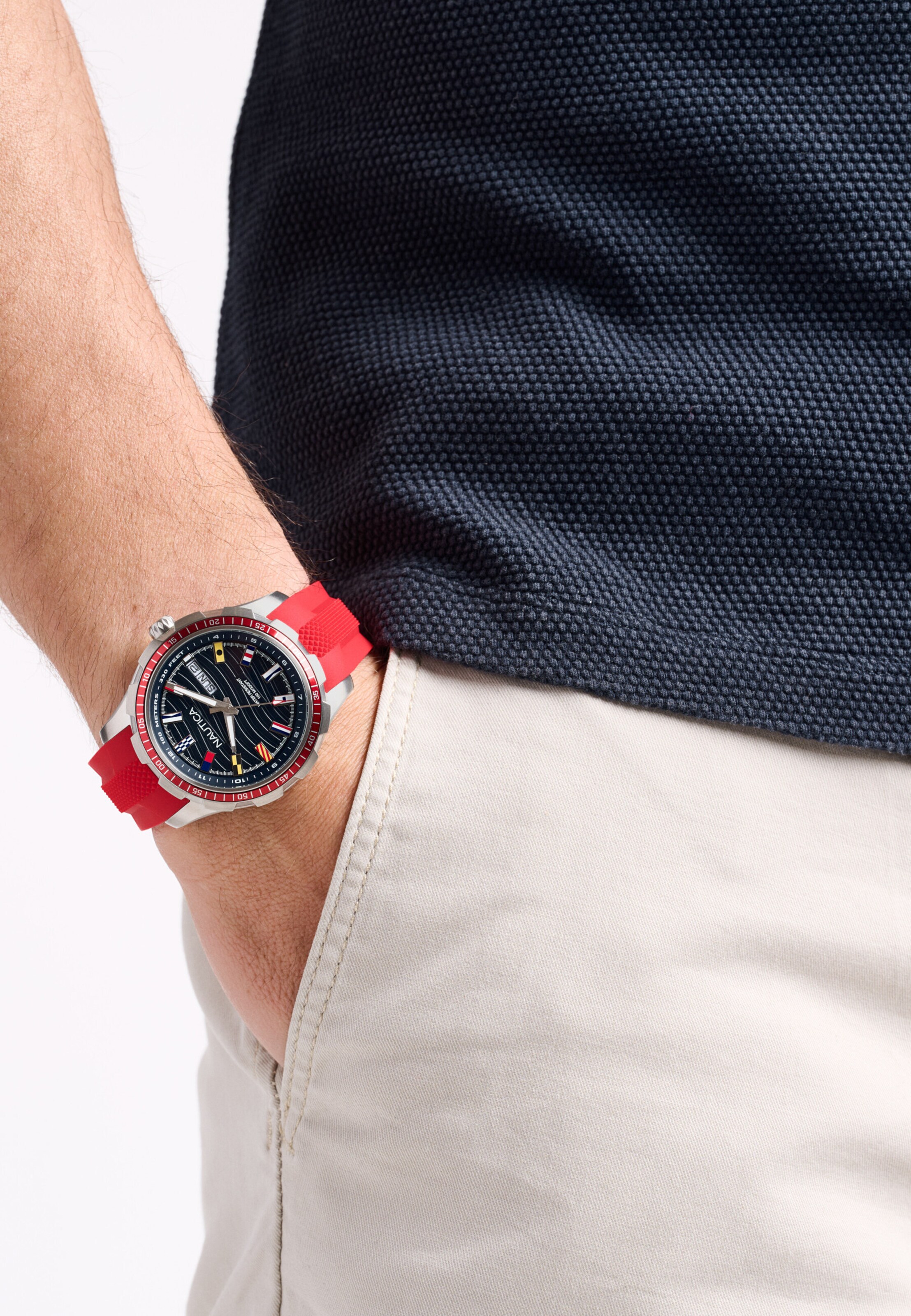 NAUTICA Analoog horloge 'NST EVERYDAY' in Rood: voorkant