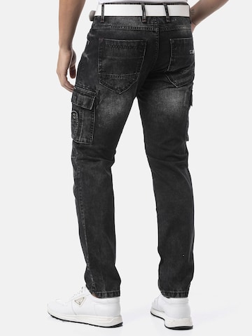 CIPO & BAXX Regular Jeanshose 'CD679', Straight Leg in trendiger Used-Optik in Schwarz