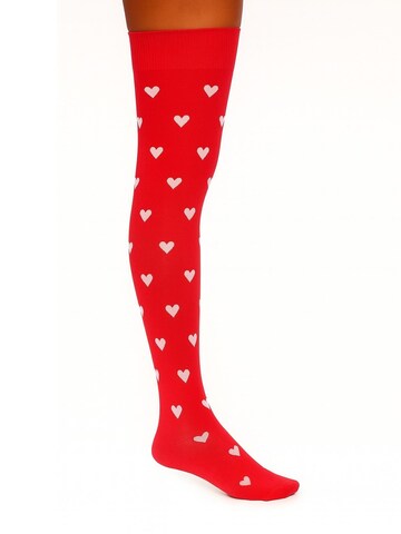 Lycille Over the Knee Socks in Red