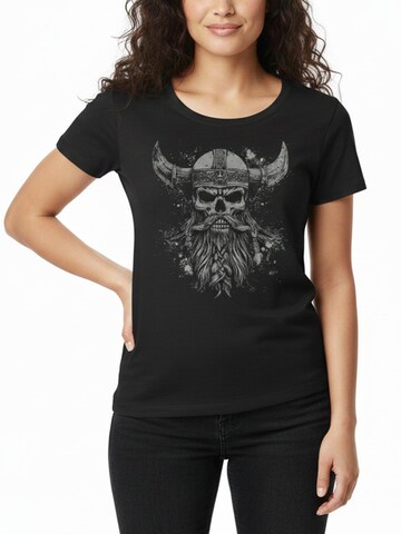 MAKAYA Shirt 'Viking Skull' in Black