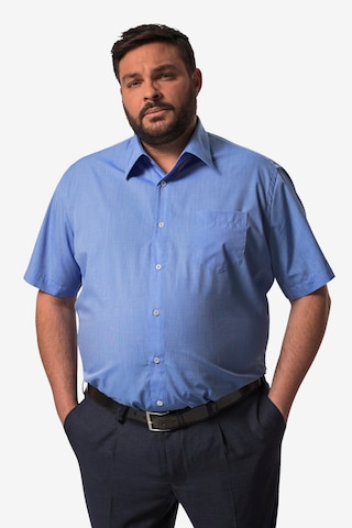 Men Plus Regular fit Button Up Shirt in Blue: front