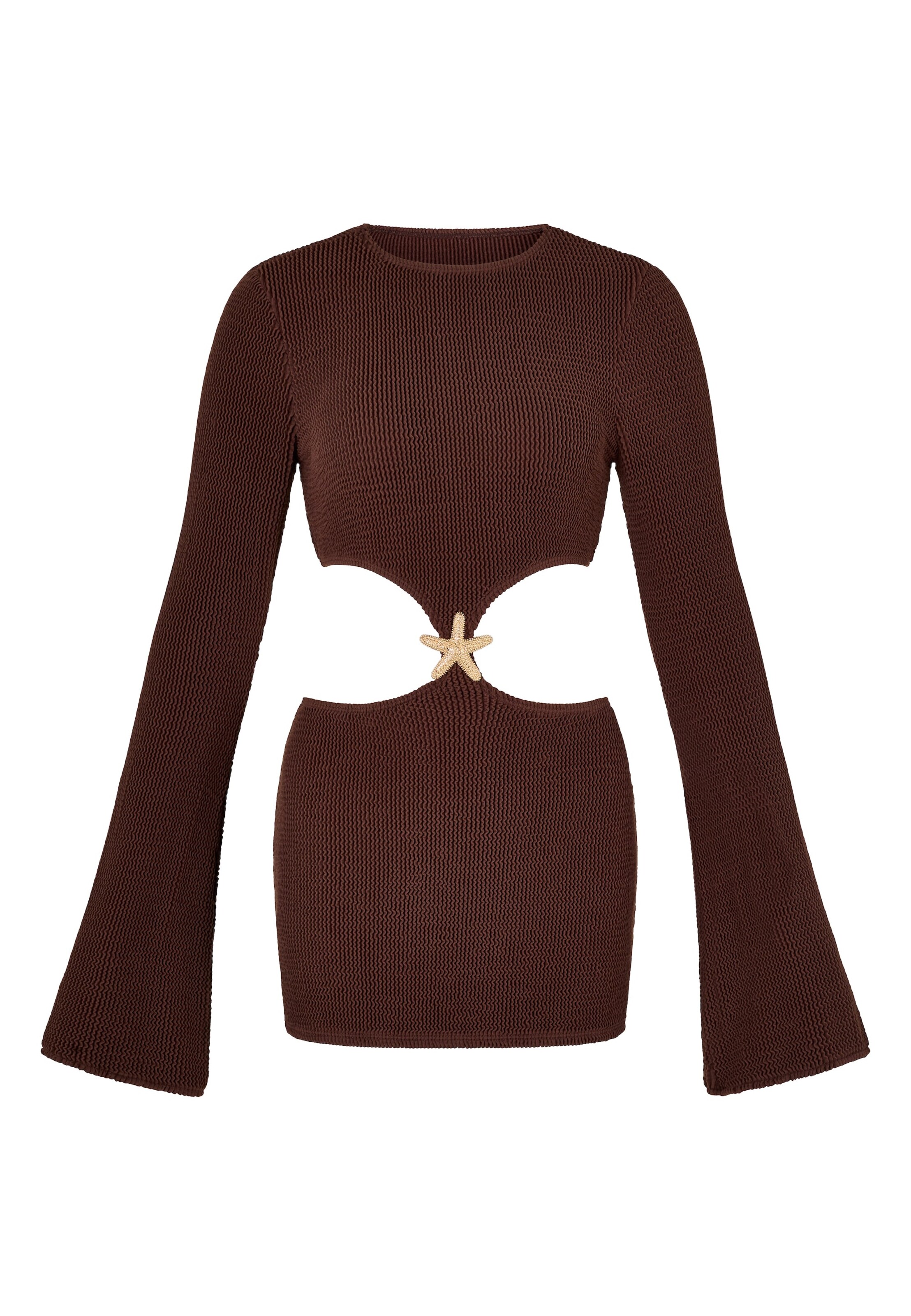 Moda Minx Beach dress 'Scrunch Starfish' in Brown: front