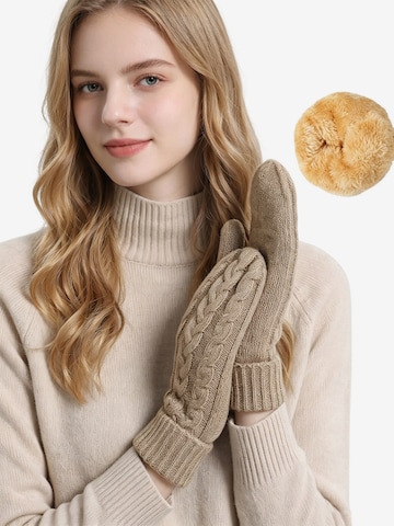 Magicshe Hand Warmers 'Strick Winterhandschuhe mit Fleecefutter Warm Weich' in Brown: front