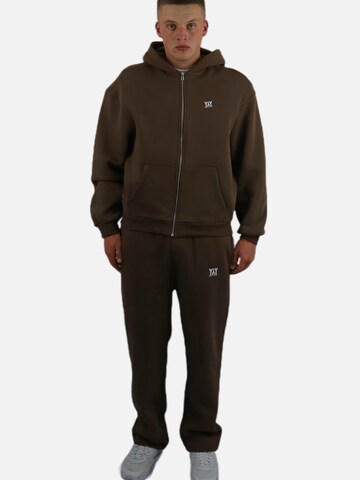 HEFTYKA Loose fit Workout Pants 'OPEN' in Brown: front