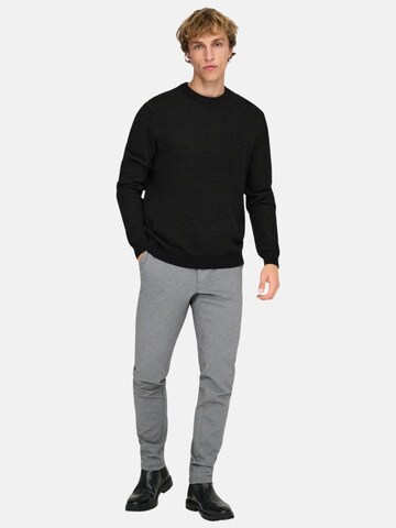 Only & Sons Trui 'ONLY & SONS ONSDAVE REG LS CREW NECK KNIT NOOS MAGLIONCINO' in Zwart