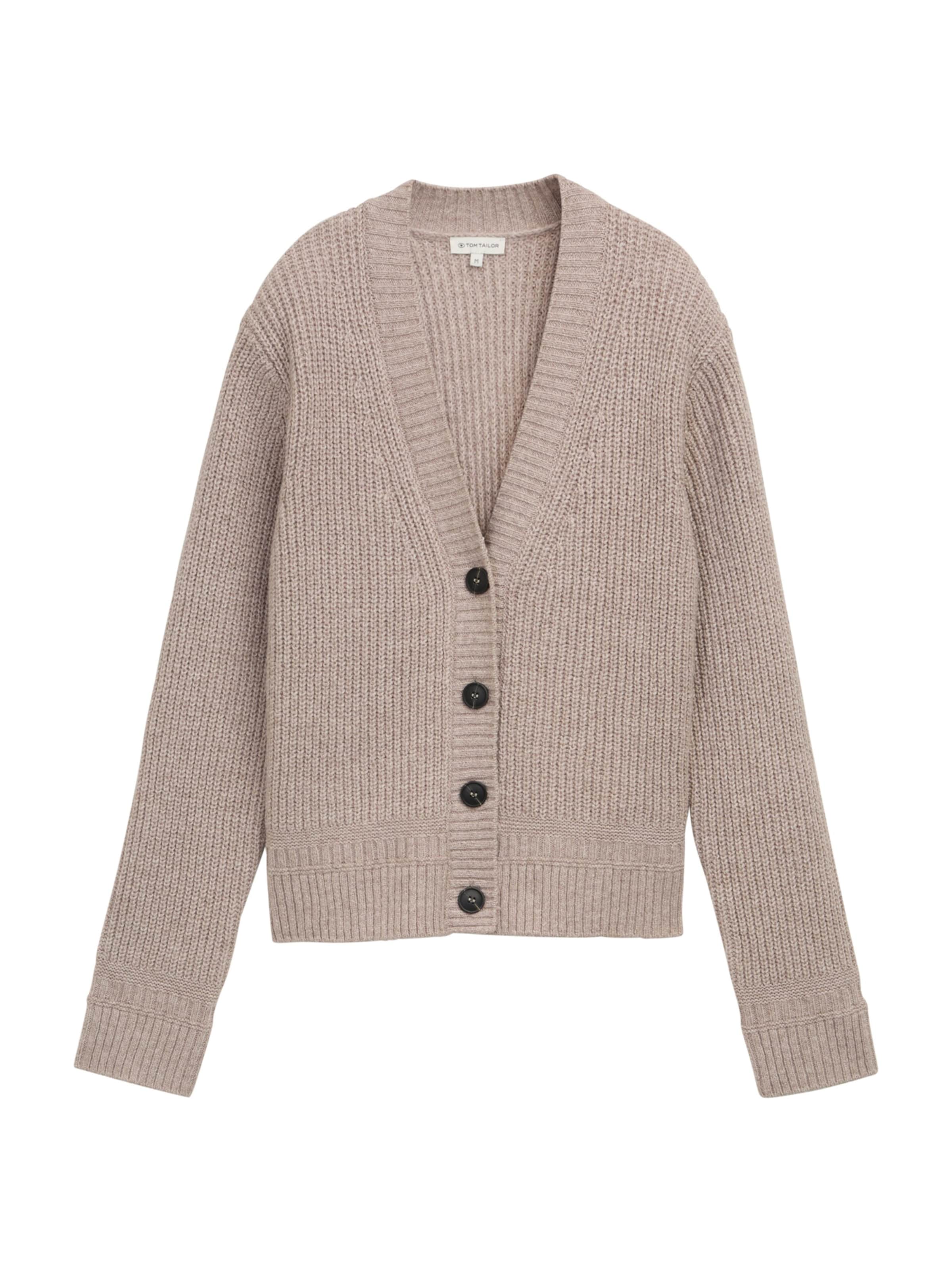 pelēks TOM TAILOR Adīta jaka: no priekšpuses