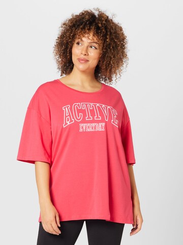 Active by Zizzi Функциональная футболка 'ANING' в Ярко-розовый: спереди