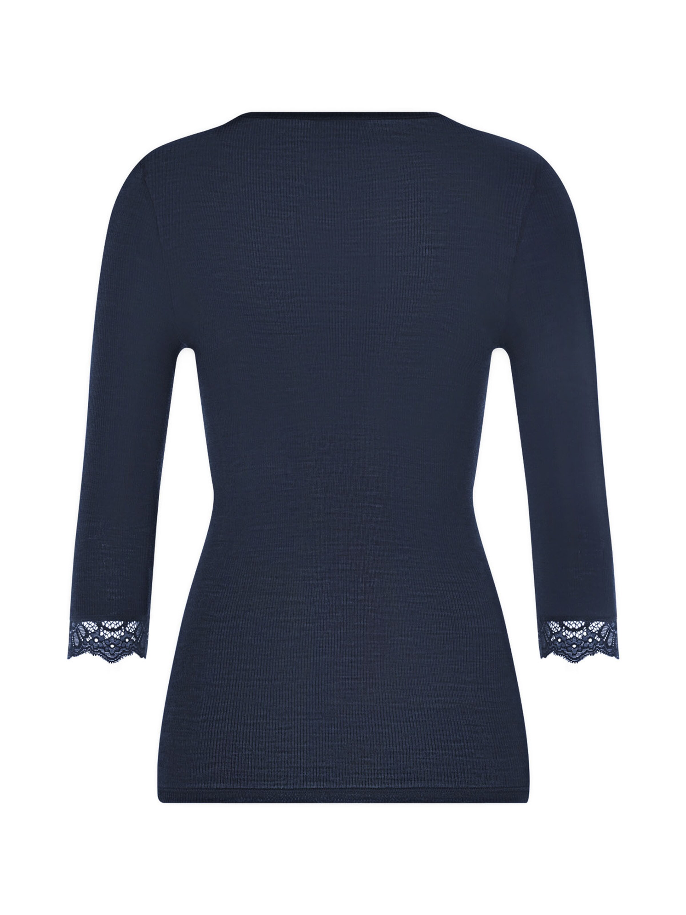 Hanro Shirt ' Woolen Lace ' in Blauw
