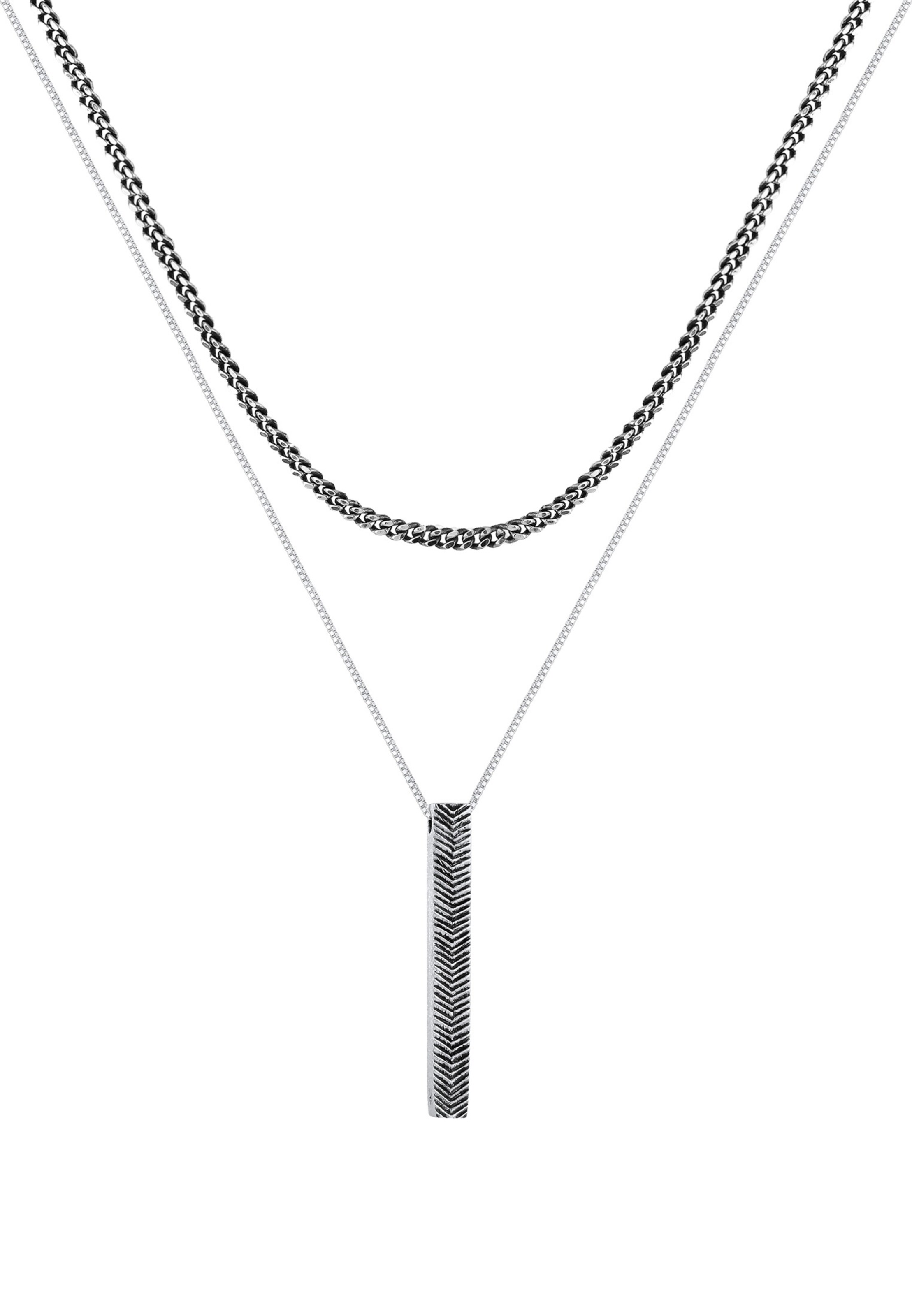 KUZZOI Halskette Geo, Layer in Silber