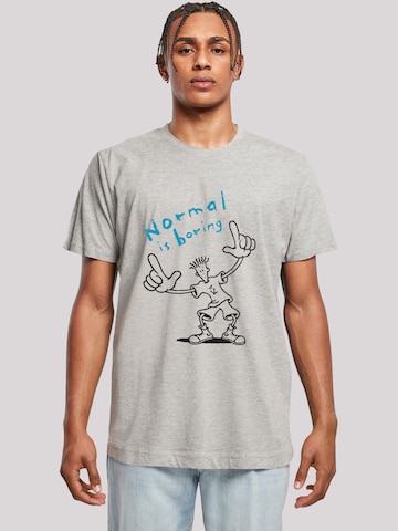 T-Shirt 'Fido Dido Points Normal Is Boring' F4NT4STIC en gris : devant