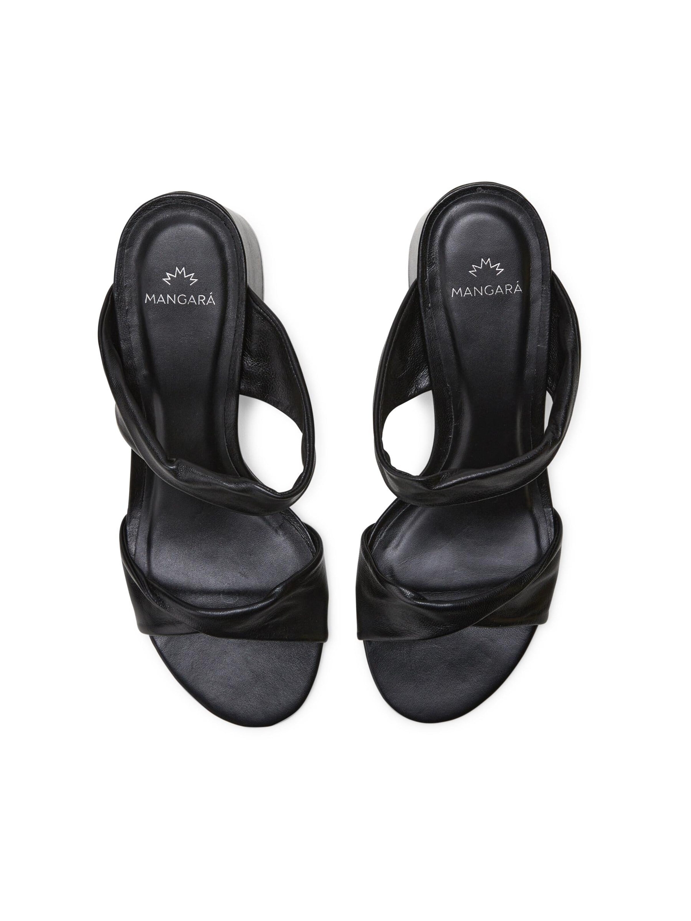 Mangara Atelier Mules 'Xaxim Damen Mules Ziegenleder Schwarz Blockabsatz 6,5 cm' in Black