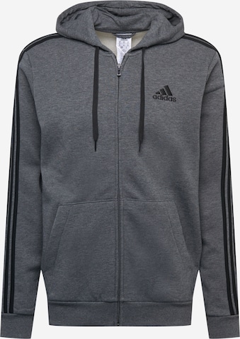 ADIDAS SPORTSWEAR - Casaco de treino em moletão 'Essentials' em cinzento: frente