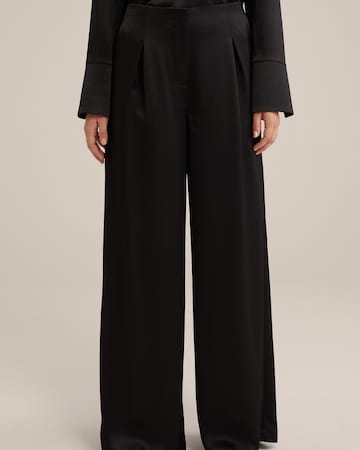 WE Fashion - Pierna ancha Pantalón plisado en negro: frente