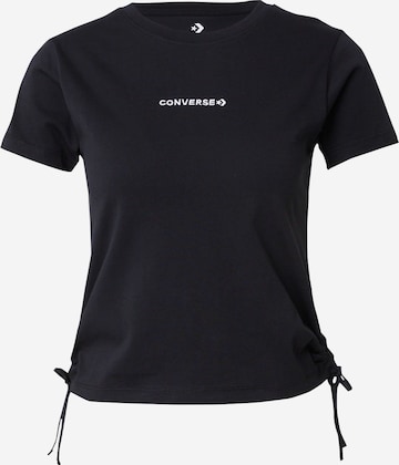 CONVERSE Shirt 'Wordmark' in Zwart: voorkant