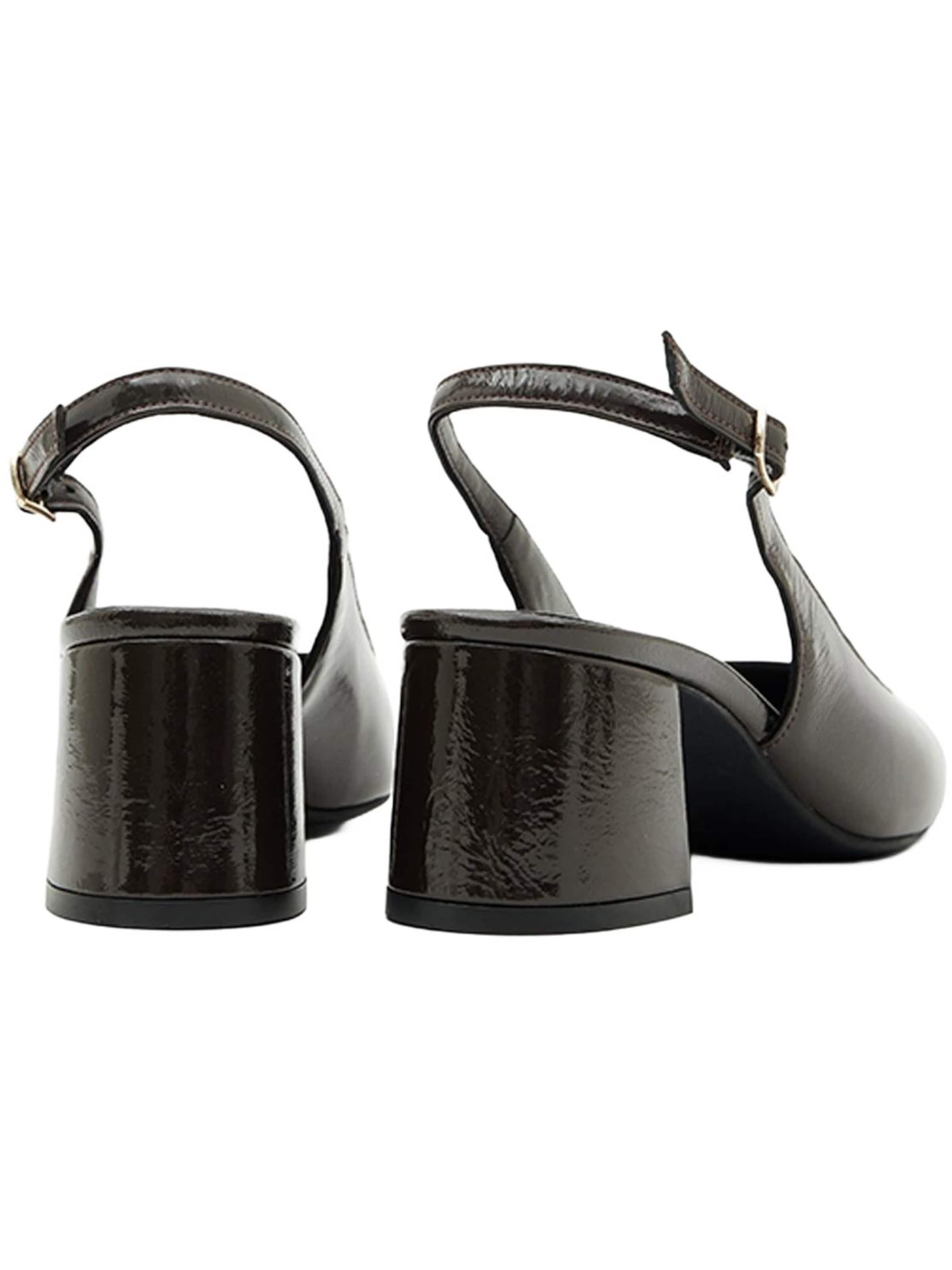 Desa - Zapatos destalonado 'DESA Damen-Slingback-Schuhe aus Lackleder mit Blockabsatz' en marrón