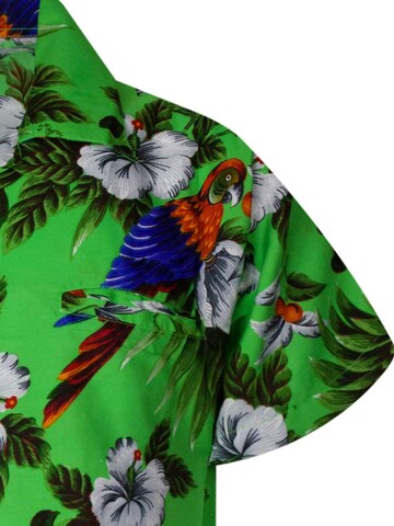 King Kameha Regular Fit Hemd 'Cherryparrot' in Grün