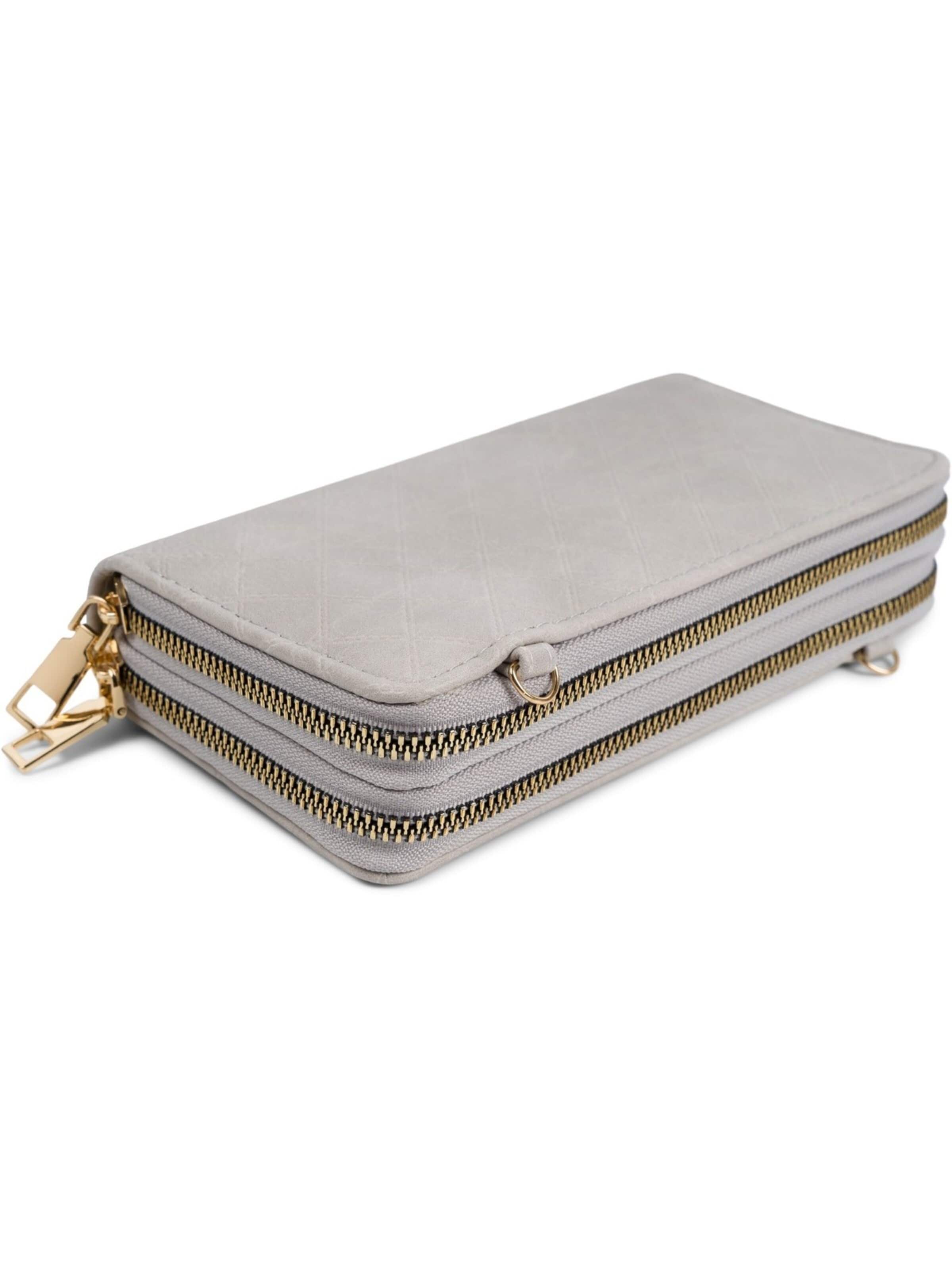 styleBREAKER Crossbody bag '2 in 1 Umhängetasche - Geldbörse Rauten' in Grey