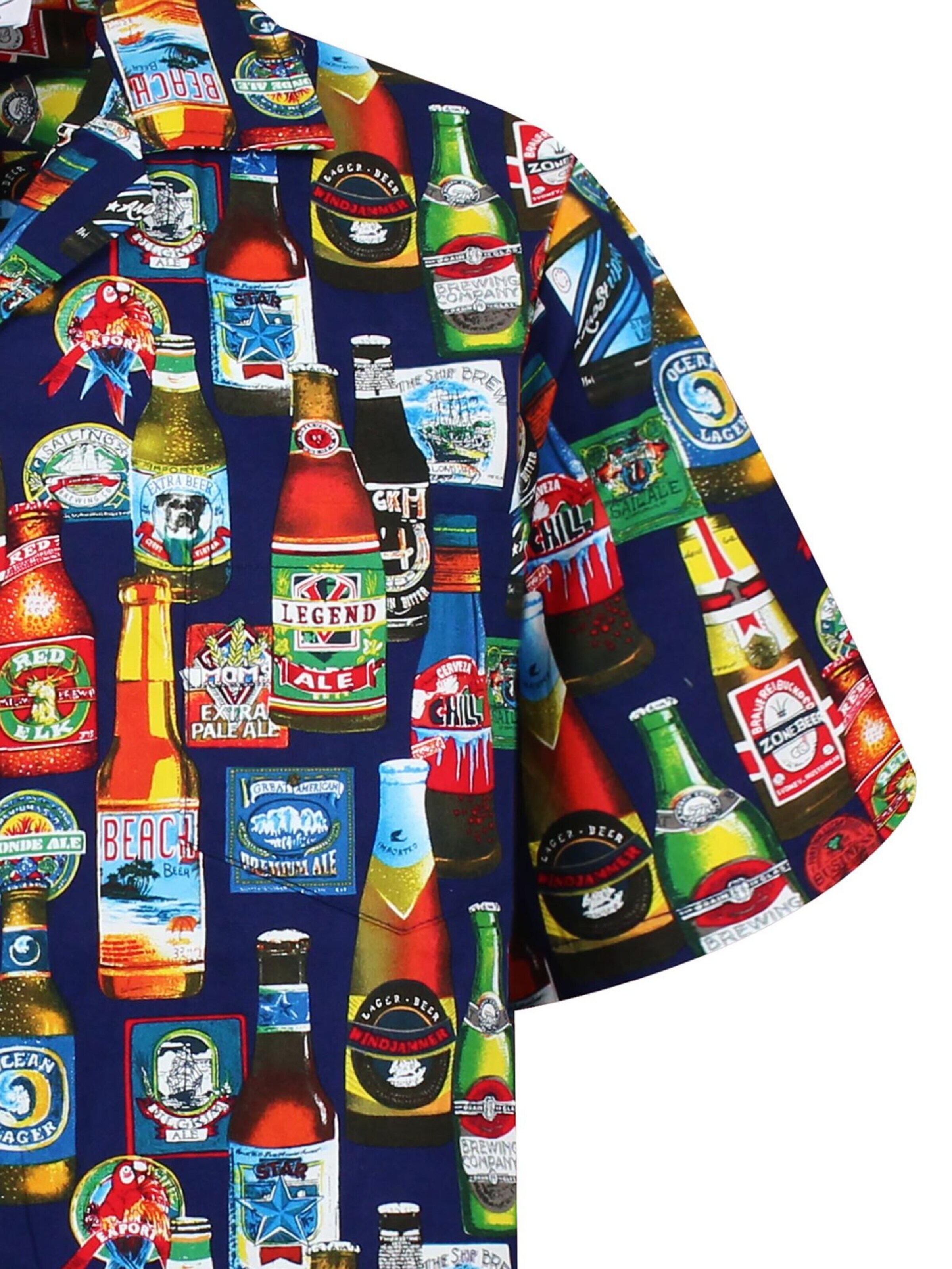 Pacific Legend Regular Fit Hemd 'Bierflaschen Allover'‌‌ in Blau