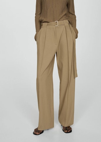 MANGO Zvonové kalhoty Kalhoty se sklady v pase 'Dobby' – zelená: přední strana