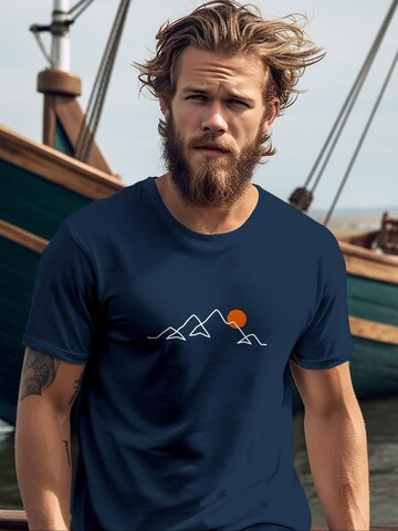 Neverless Shirt 'Berg Linie' in Blue