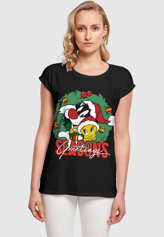 Maglietta 'Looney Tunes - Seasons Greetings' di ABSOLUTE CULT in nero: frontale