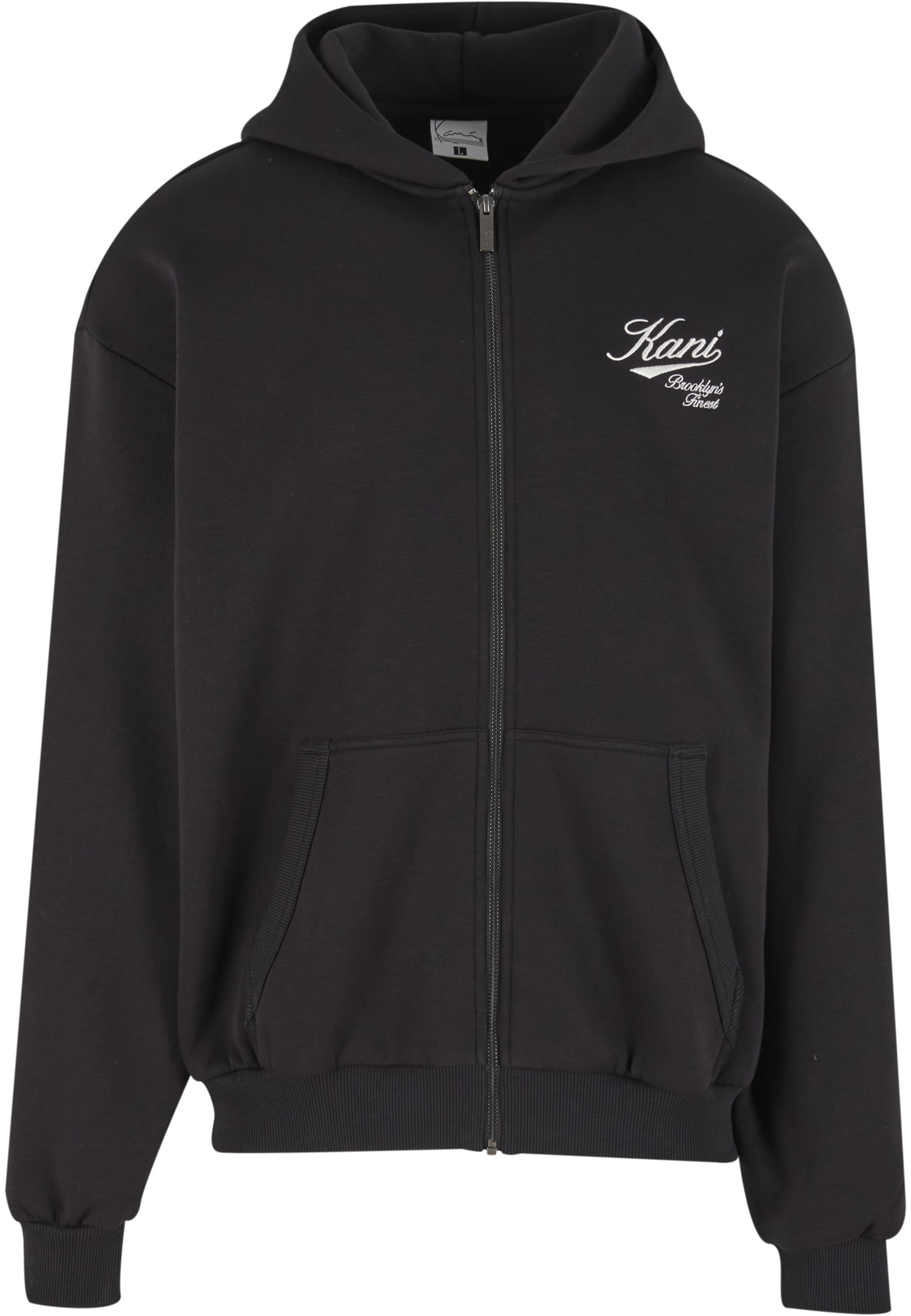 Karl Kani - Sudadera con cremallera 'Varsity' en negro: frente