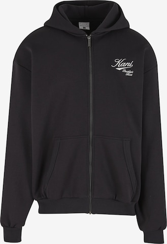 Karl Kani - Sudadera con cremallera 'Varsity' en negro: frente