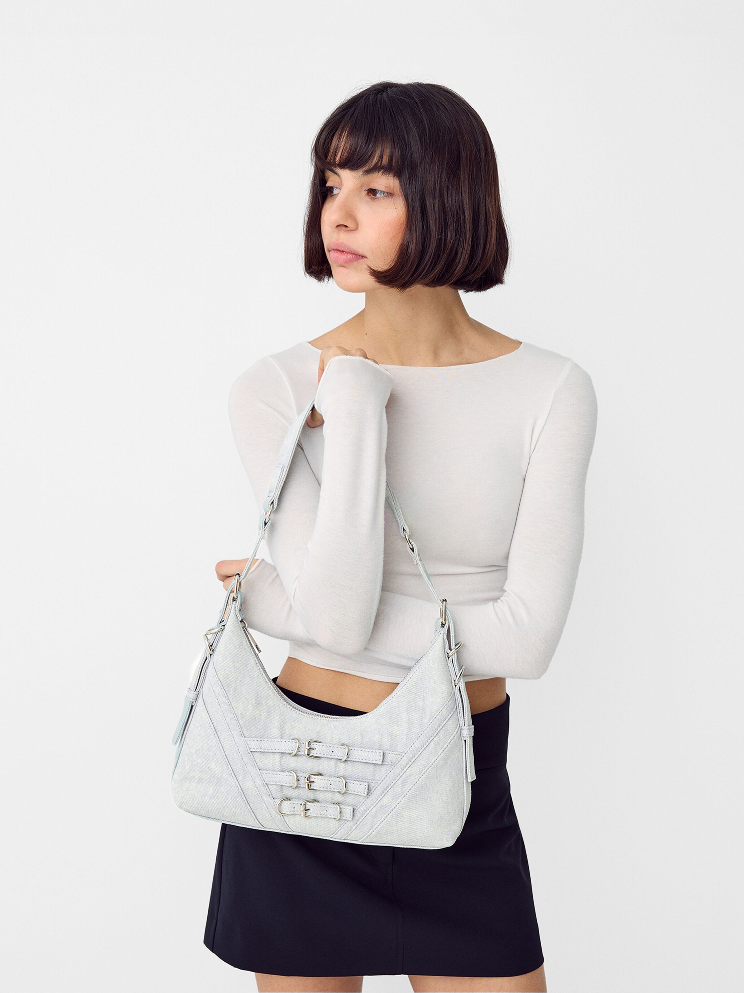Bershka Shoulder bag in Light Blue ABOUT YOU
