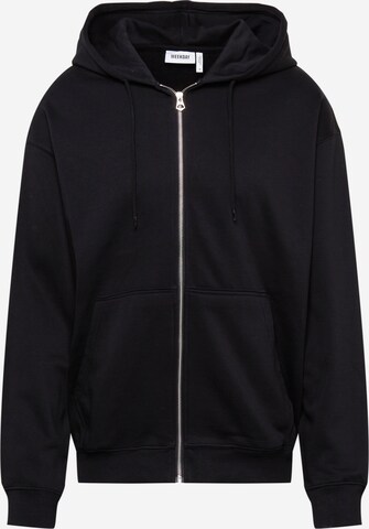 WEEKDAY Zip-Up Hoodie in Black: front