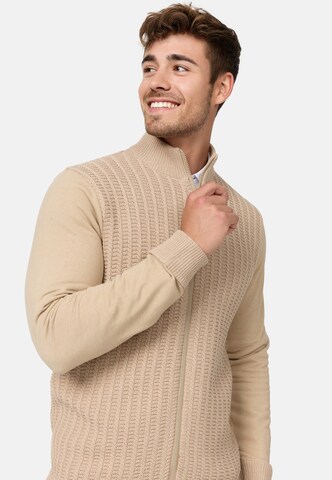 INDICODE JEANS Knit Cardigan 'Cason' in Beige