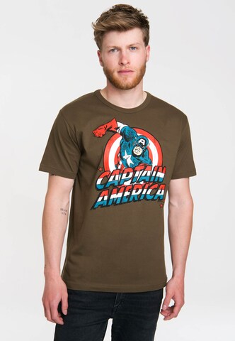 LOGOSHIRT T-Shirt 'Captain America' in Grün: Vorderseite