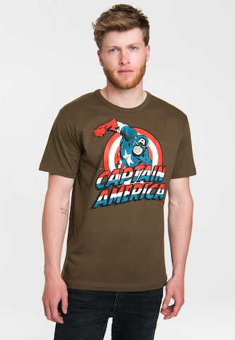 LOGOSHIRT T-Shirt 'Captain America' in Grün: predná strana