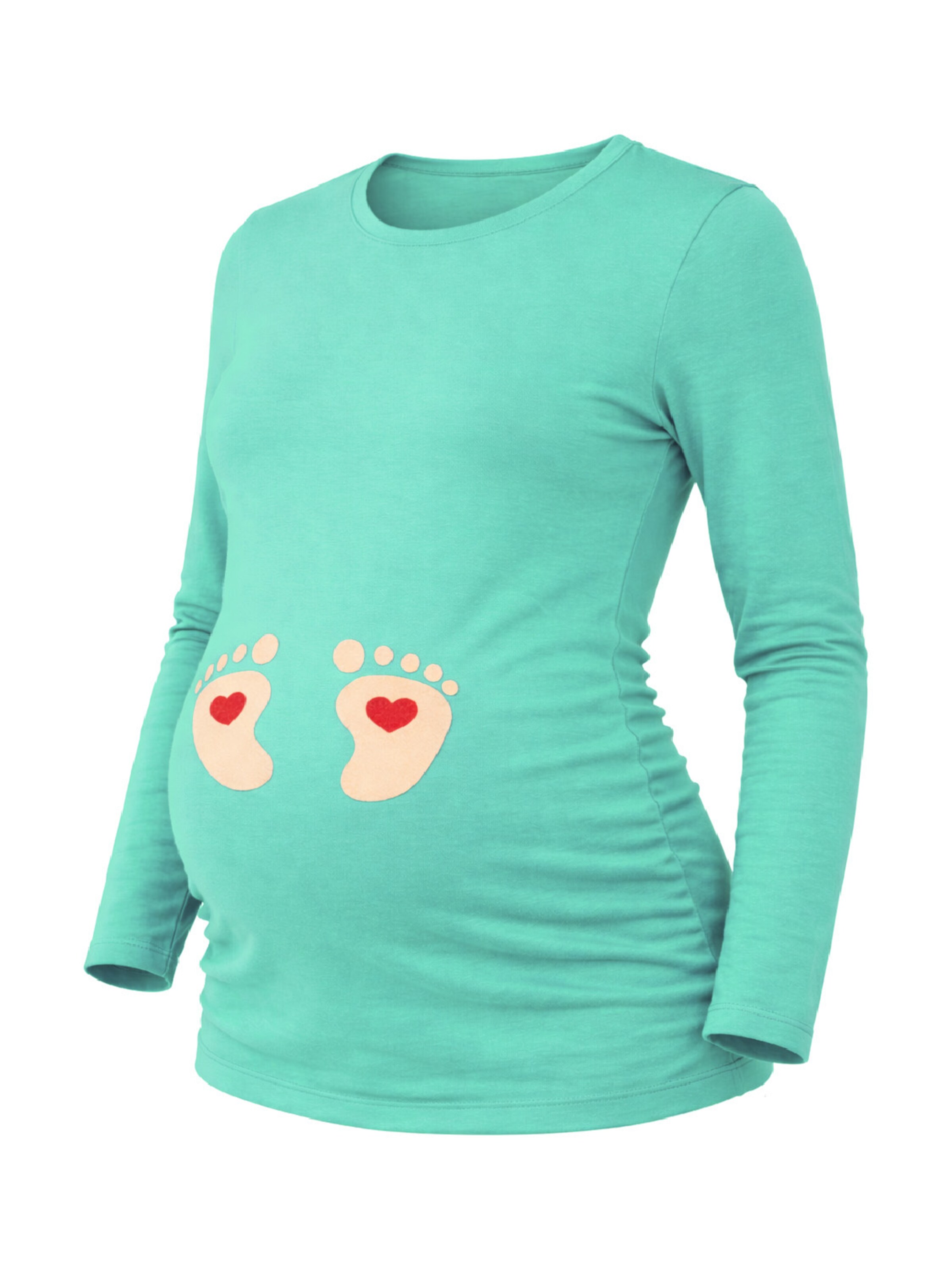 M.M.C. Shirt 'Baby Füße Umstandslangarmshirt' in Blue: front