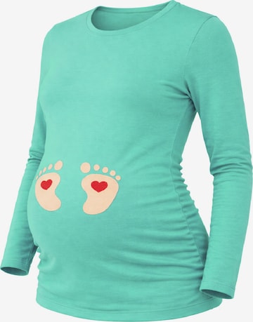 M.M.C. Shirt 'Baby Füße Umstandslangarmshirt' in Blue: front