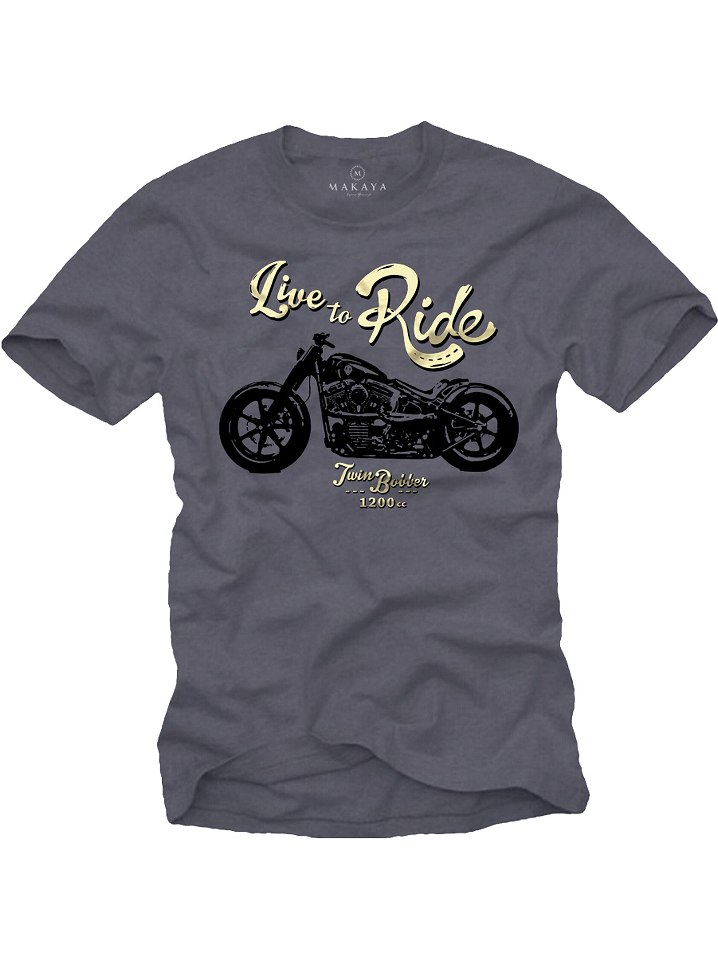 MAKAYA Shirt 'Live to Ride' in Grey: front