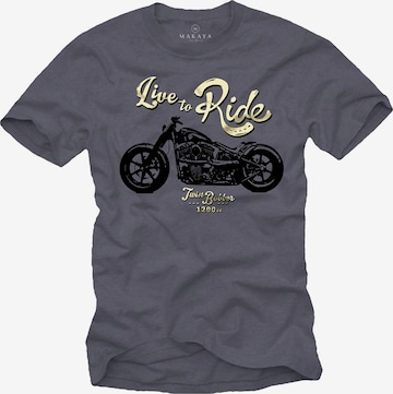 MAKAYA Shirt 'Live to Ride' in Grey: front