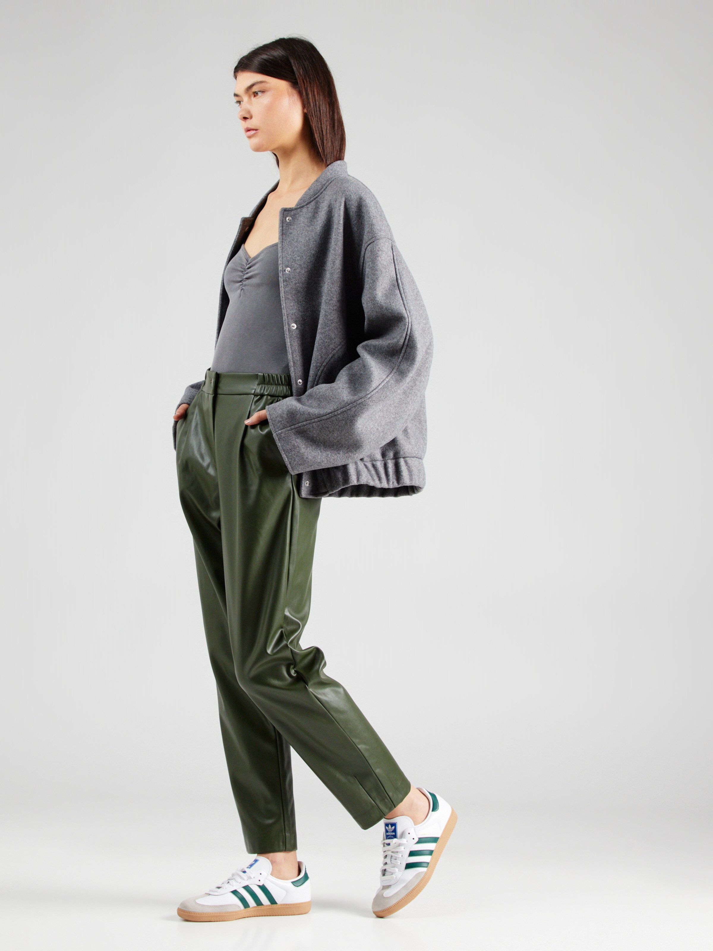 Groene leren broek dames sale