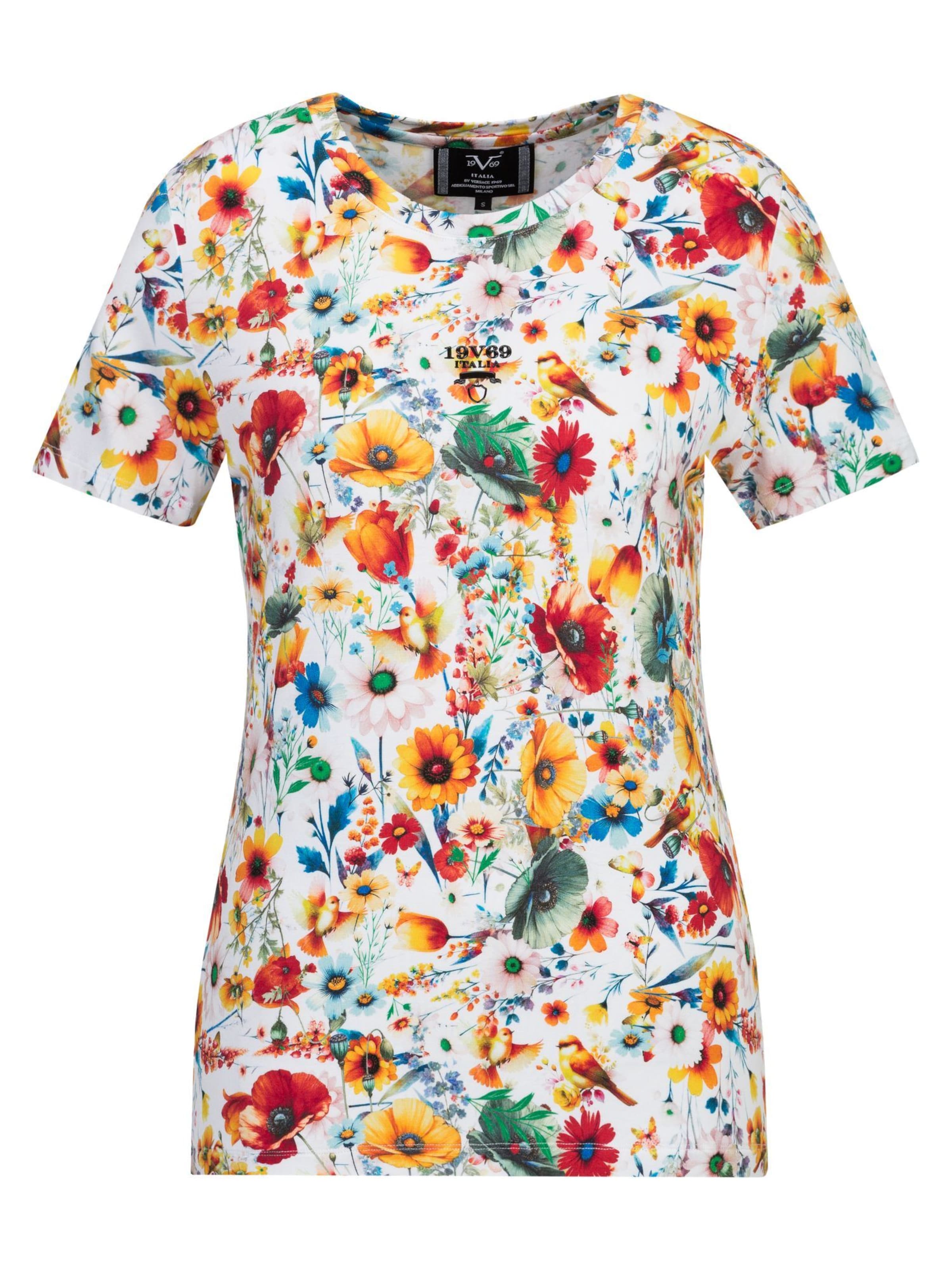 19V69 ITALIA T-shirt 'Bella Flower' i vit: framsida