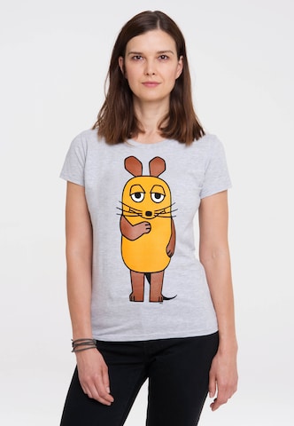 LOGOSHIRT T-Shirt 'Die Sendung mit der Maus' in Grau: predná strana
